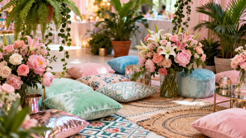 Tendances décoration événementielle 2026 : maximalisme, pastels et végétal sans aucun texte